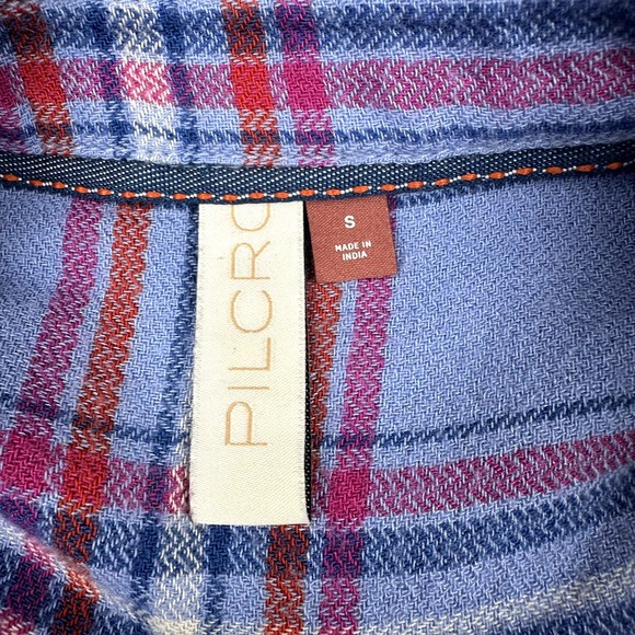 Pilcro Wool Blend‎ Flannel Shirt Women's Small Blue Plaid Western Rodeo Anthro - Picture 8 of 11
